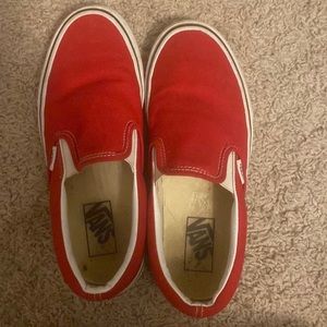 Red vans slip ons size 8